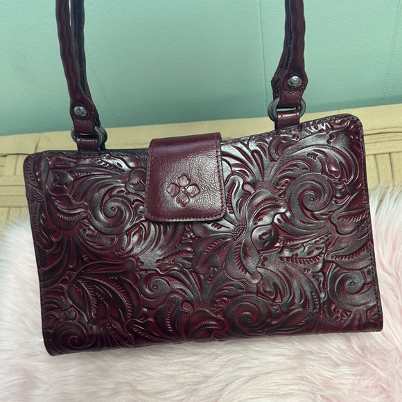 Patricia Nash Handbags - Patricia Nash Burgundy Embossed Leather Shoulder Bag